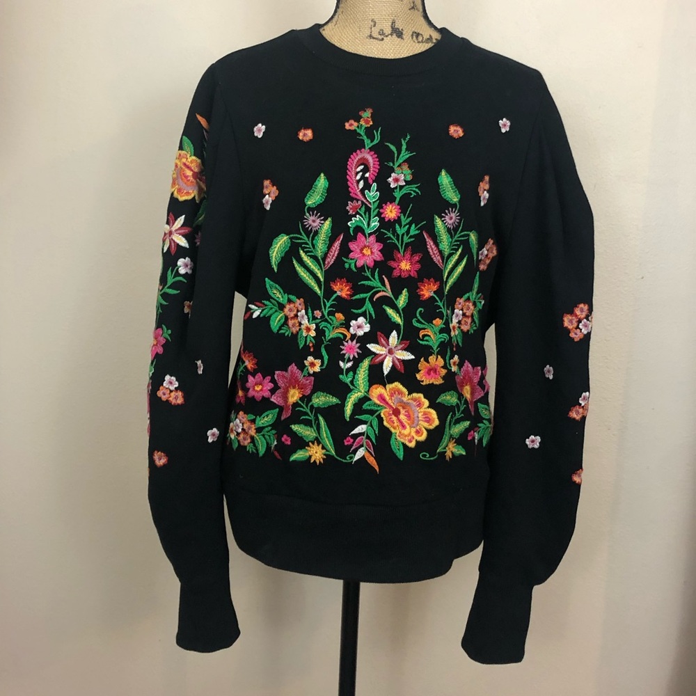 Zara Embroidered Floral Sweater - Picture 1 of 5